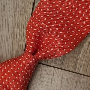 SUITSUPPLY Italy Red Dotted Pattern Skinny Silk Linen Mens Tie